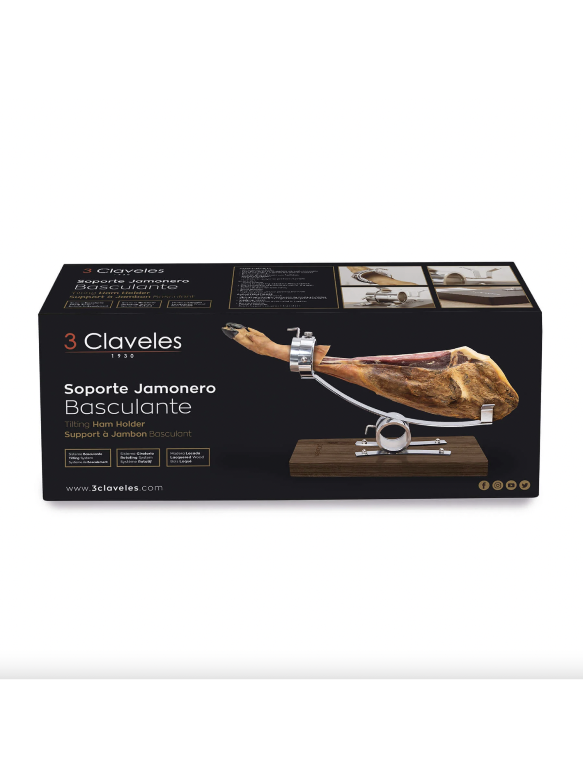 Jamonero Giratorio Basculante 3 Claveles - Hosteleros
