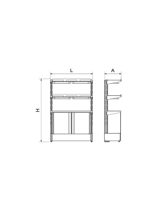 Estantería con armario para botellas de zumo 117x45x170cm