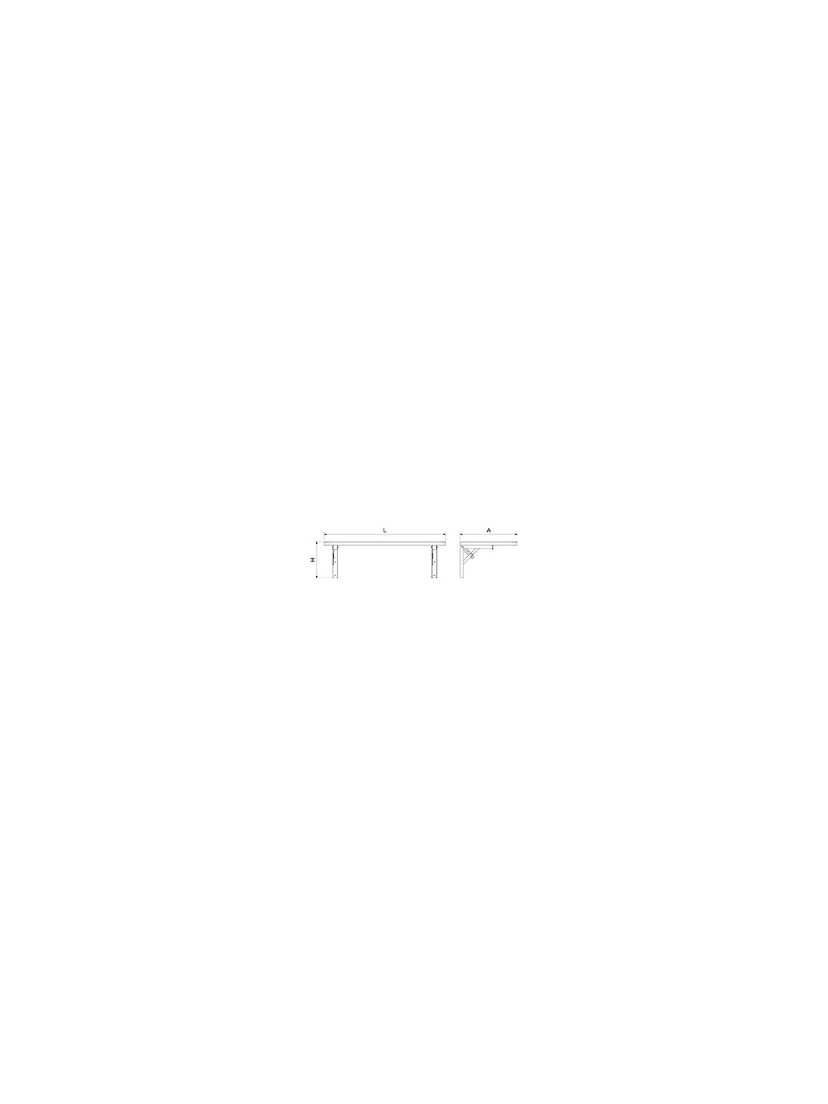 Estante fibra blanca con cartelas abatibles de 70x33x20cm