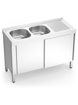 Fregadero c/ptas.correderas 2C,ED 120x50x85cm