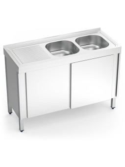 Fregadero c/ptas.correderas 2C,EI 120x50x85cm
