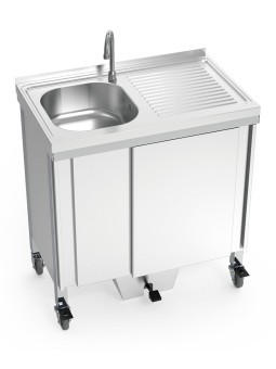 Fregadero autónomo con una cubeta y escurridor derecha 80x50x85cm