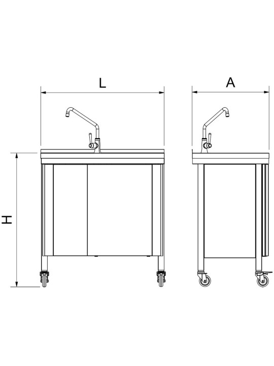 Fregadero portátil automático agua fría 80x50x86cm