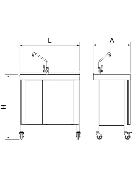 Fregadero portátil automático agua fría 80x50x86cm