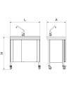 Fregadero portátil automático agua fría 80x50x86cm