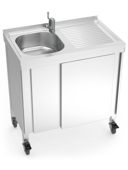 Fregadero portátil automático agua fría y caliente 80x50x86cm