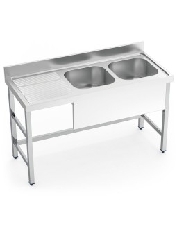 Fregadero con soporte 2C,EI 140x60x85cm