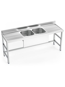 Fregadero con soporte 2C,2E 200x60x85cm