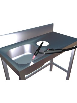 Fregadero inox rectangular soldado a mesa