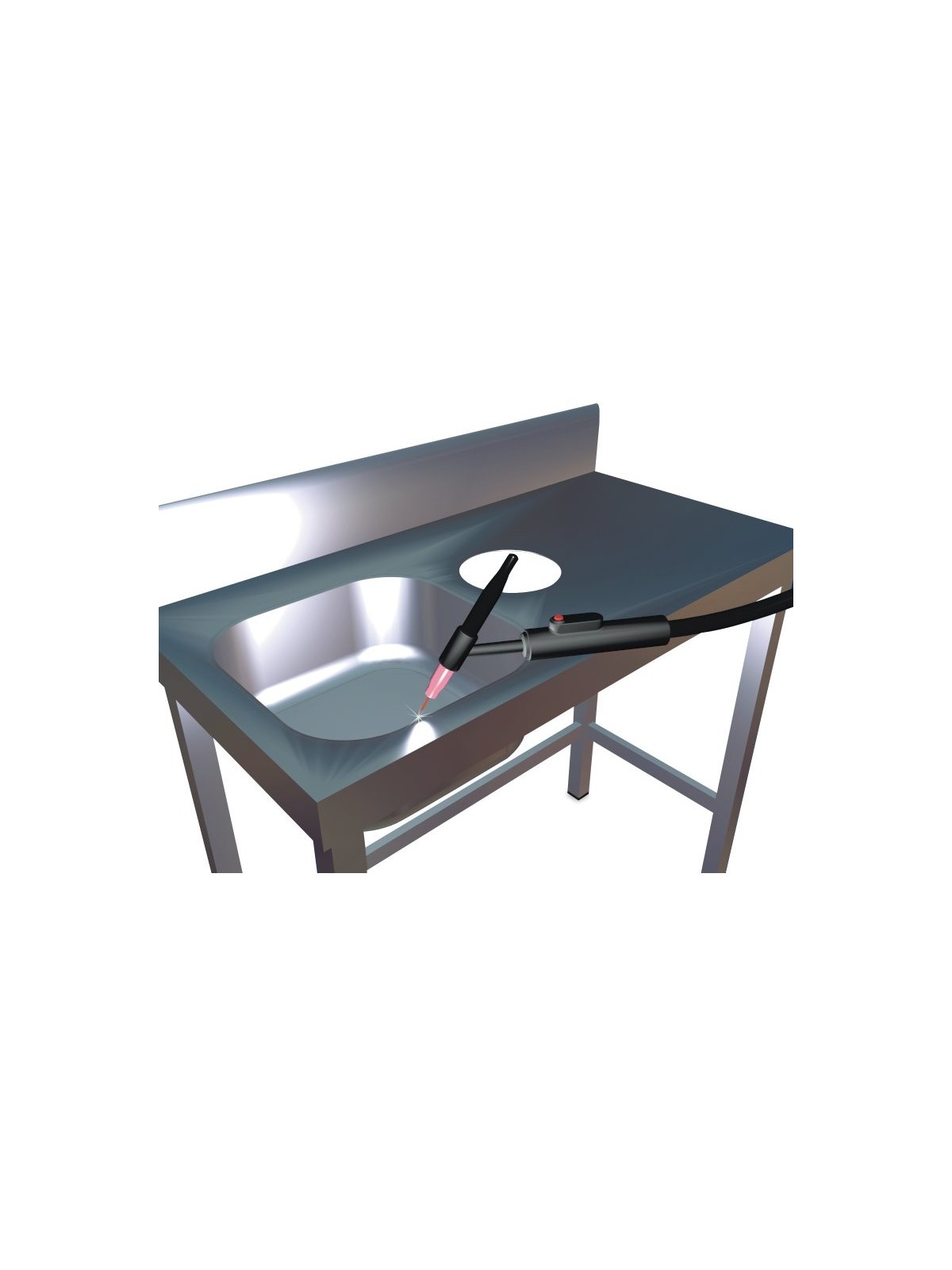 Fregadero inox rectangular soldado a mesa
