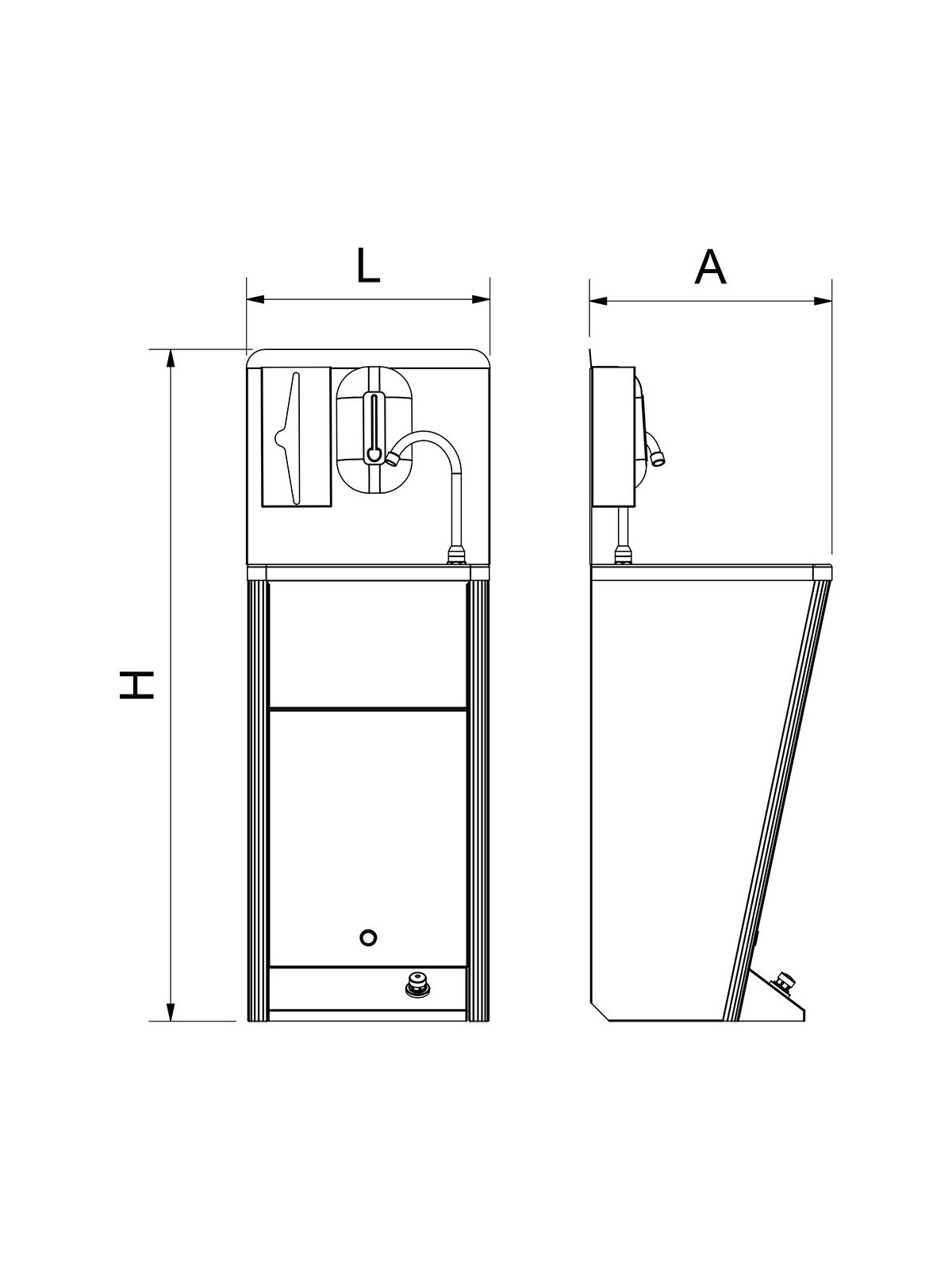 Lavamanos integral registrable un pulsador 45x45x125cm