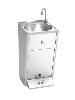 Lavamanos registrable autónomo eléctrico doble pulsador agua fría y caliente 45x45x85cm