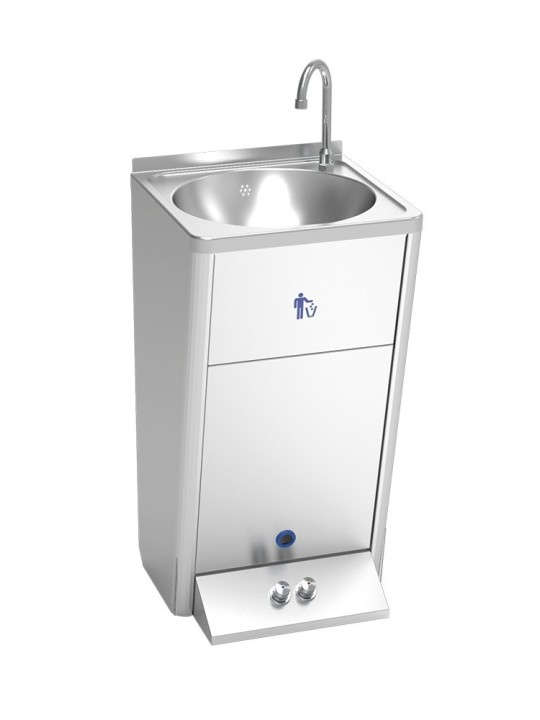 Lavamanos registrable autónomo eléctrico doble pulsador agua fría y caliente 45x45x85cm