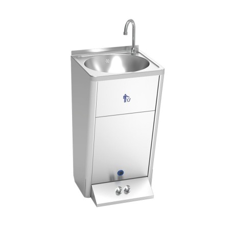 Lavamanos registrable autónomo eléctrico doble pulsador agua fría y caliente 45x45x85cm