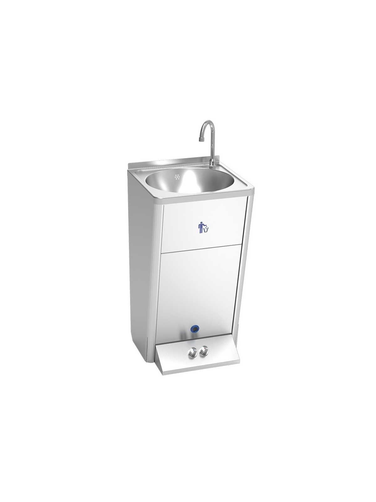 Lavamanos registrable autónomo eléctrico doble pulsador agua fría y caliente 45x45x85cm