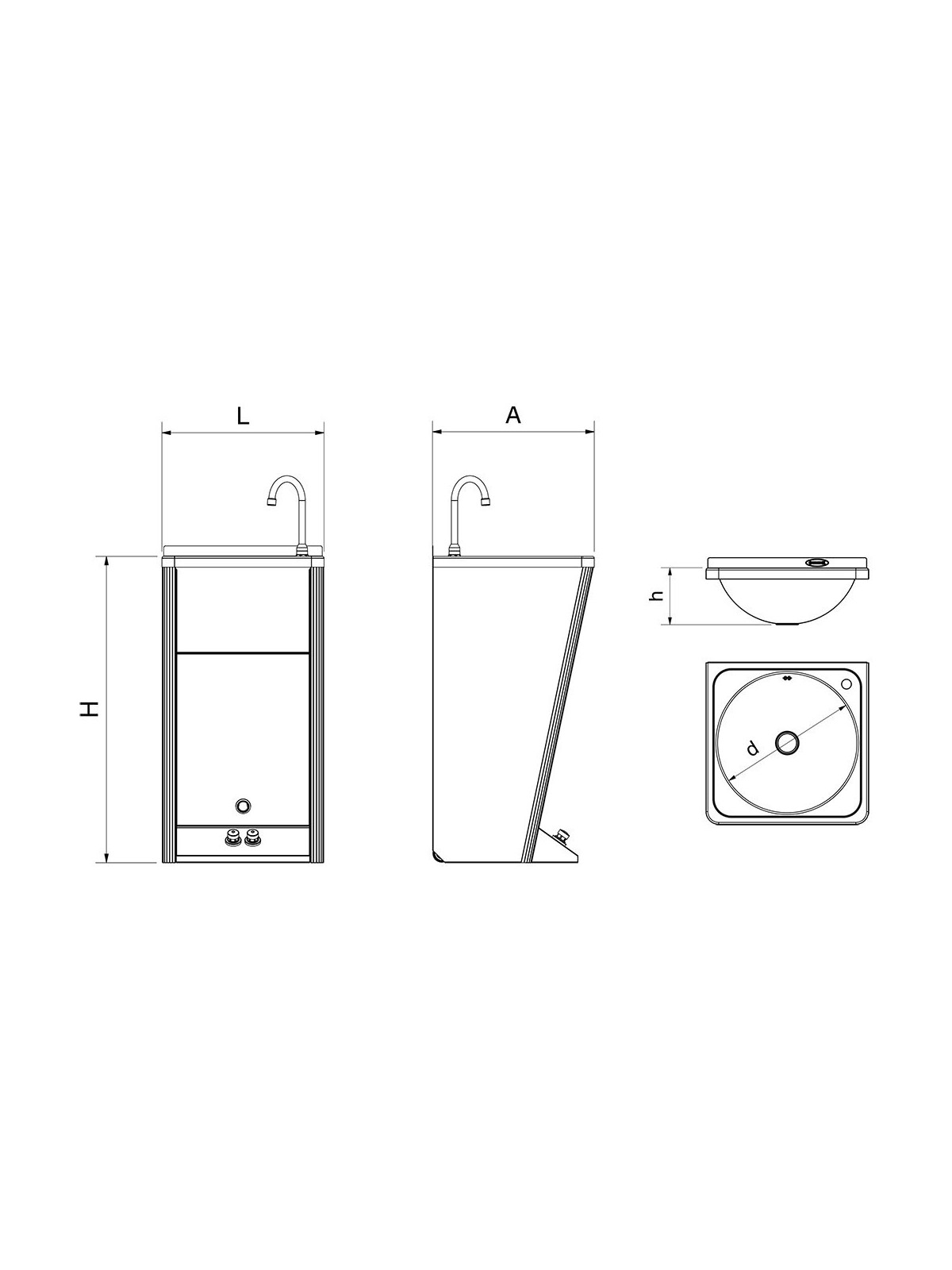 Lavamanos registrable autónomo eléctrico doble pulsador agua fría y caliente 45x45x85cm