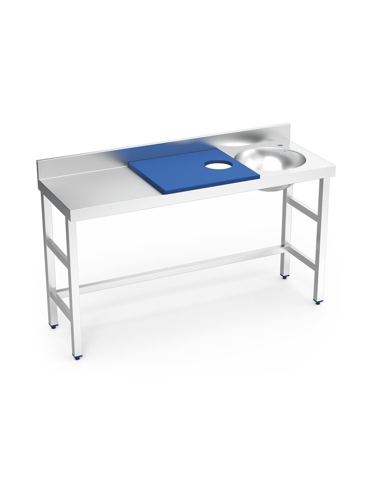 Mesa preparación y lavado fb azul cubeta dcha 150x50x85cm
