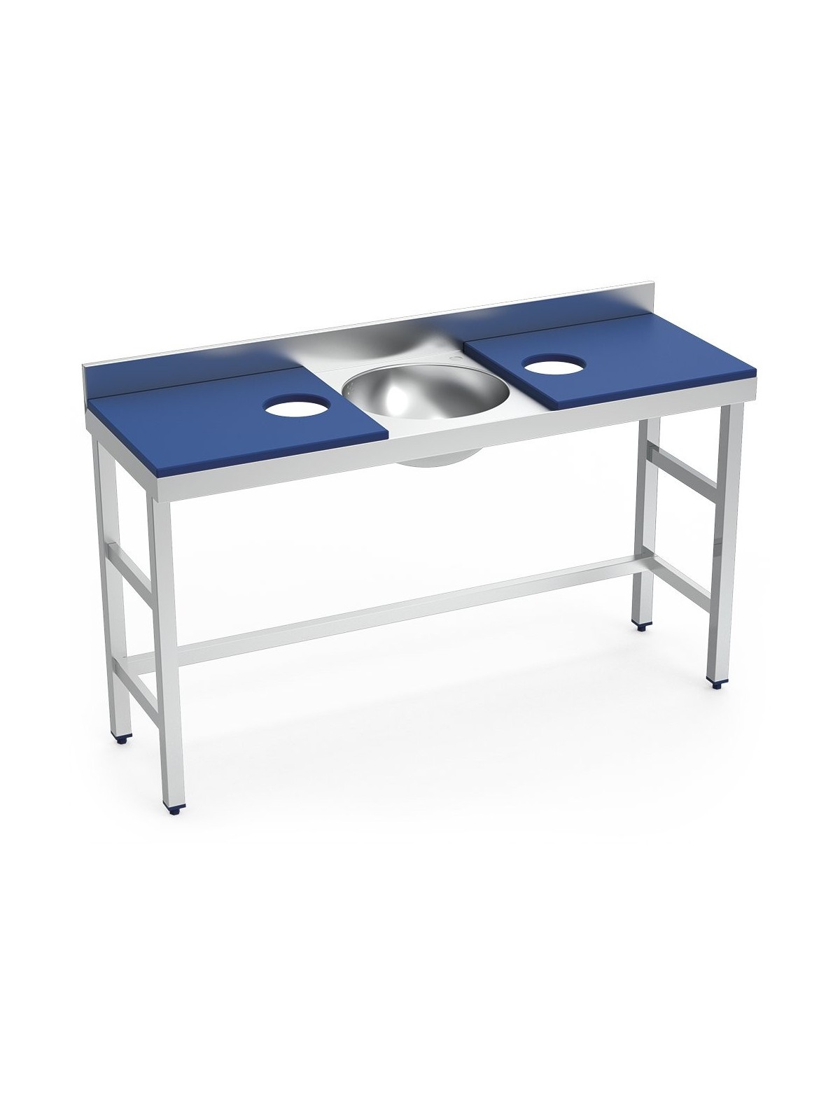 Mesa preparación y lavado doble fb azul 150x50x85cm