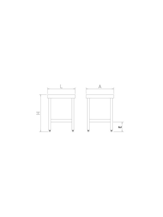 Mesa central c/entrepaño 50x50x65cm