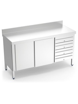 Mesa mural c/ptas. corred. y 4 cajones 150x60x85cm