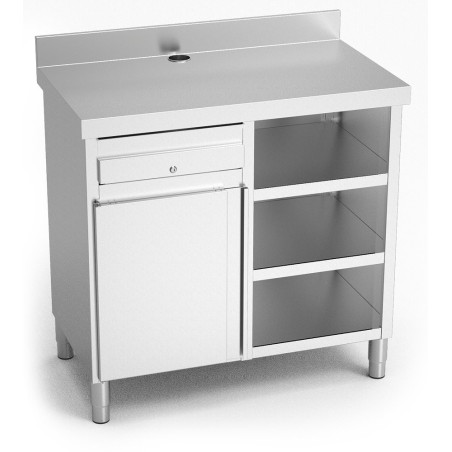 Mueble cafetero de cajón, puerta y 3 entrepaños 107x60x104cm