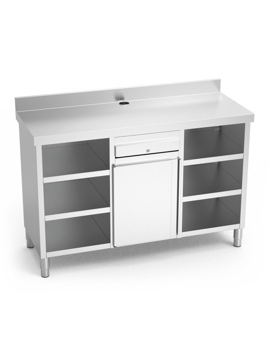 Mueble cafetero de cajón, puerta y 6 entrepaños 157x60x104cm