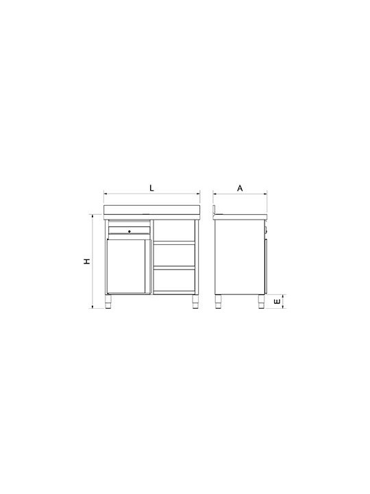 Mueble cafetero de cajón, puerta y 6 entrepaños 157x60x104cm