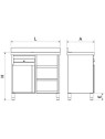 Mueble cafetero de cajón, puerta y 6 entrepaños 157x60x104cm