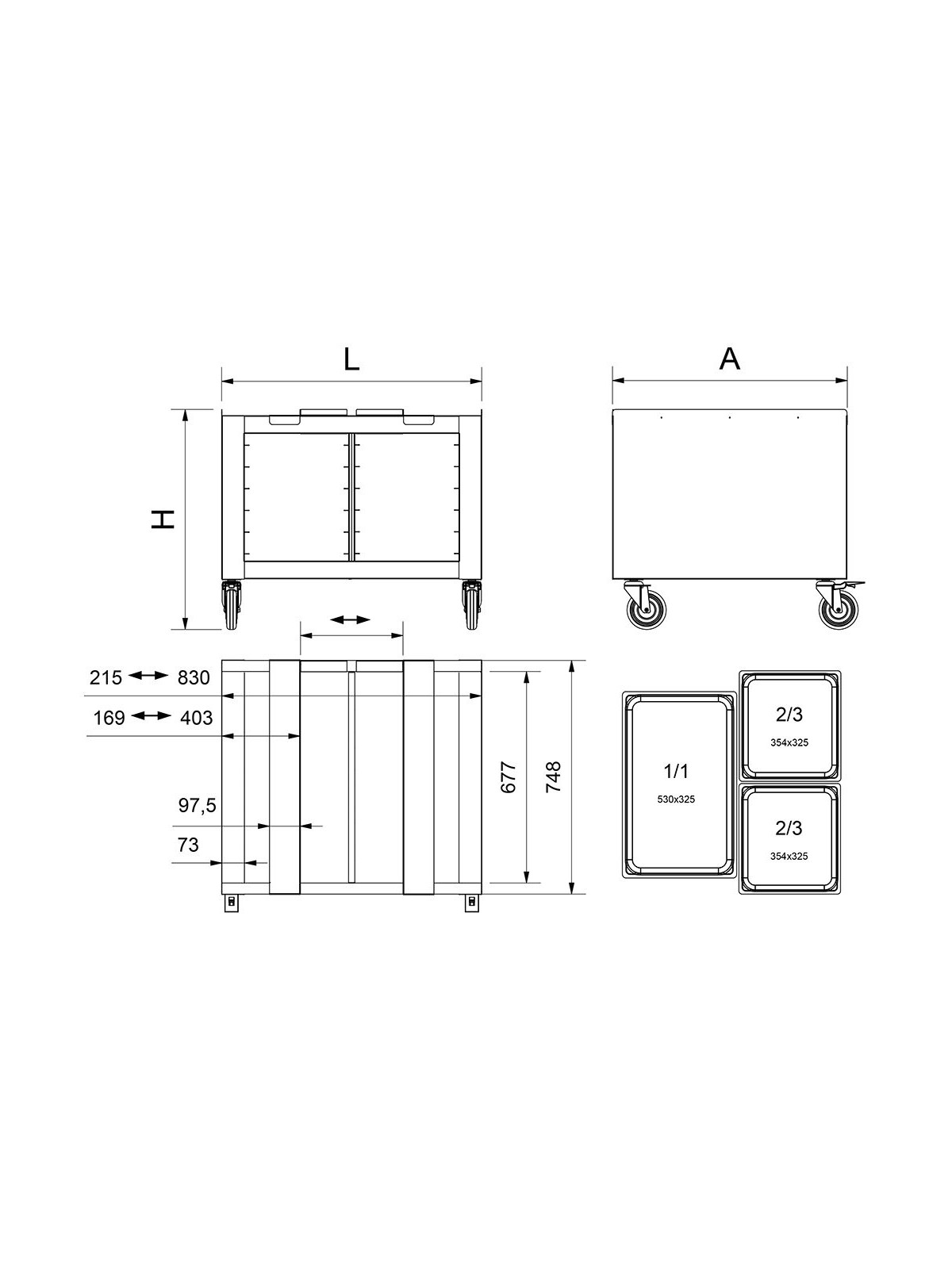 Mesa bastidor para horno 83x75x70cm
