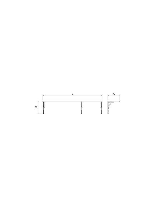Estante abatible de fibra para punto de venta portátil de jamones 150x30x32cm
