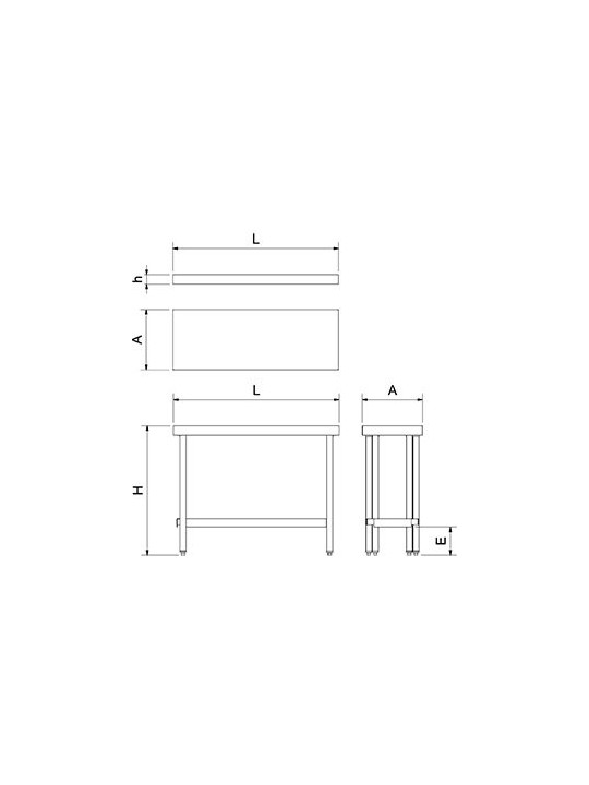 Mesa central plegable c/entrepaño 1100x400x63/ 110x40x86cm
