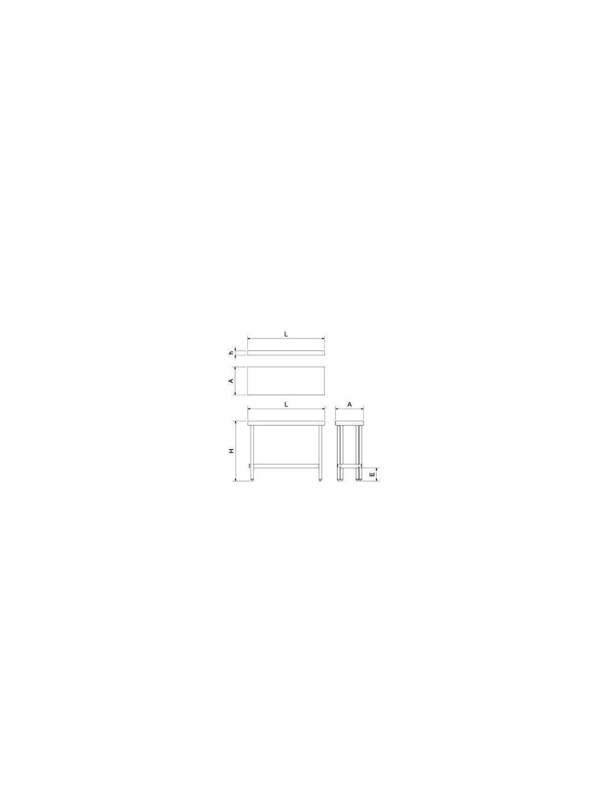 Mesa central plegable c/entrepaño 1100x400x63/ 110x40x86cm