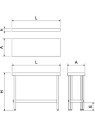 Mesa central plegable c/entrepaño 1100x400x63/ 110x40x86cm