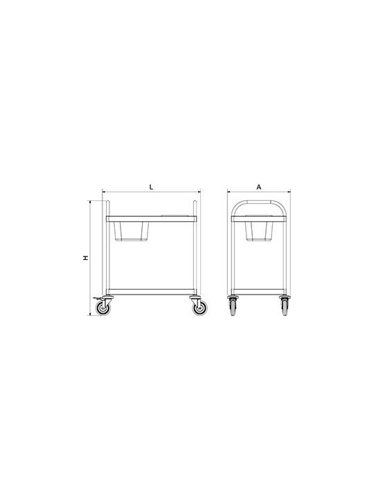 Carro de recogida con 2 entrepaños de 83x53x97cm