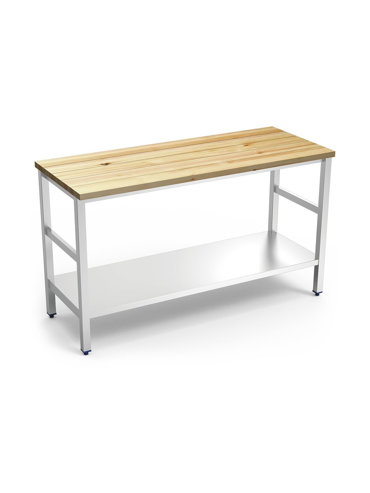 Isla de cocina inox con encimera de madera 100x60x88cm