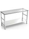 Mesa central inox con encimera de cristal translúcido 100x60x86cm