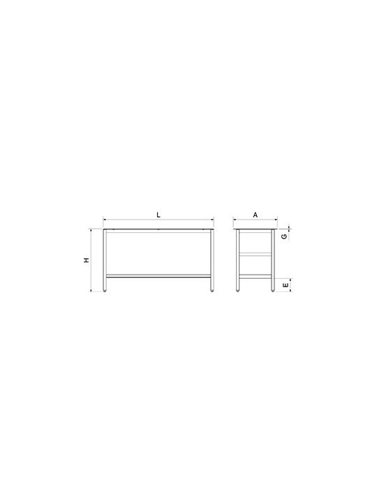Mesa central inox con encimera de cristal translúcido 100x60x86cm