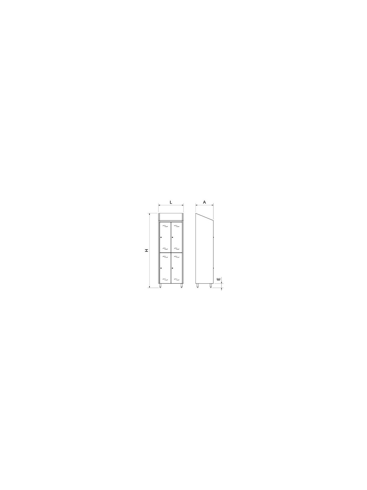 Taquilla mediana de 4 puertas de 68x48x201cm