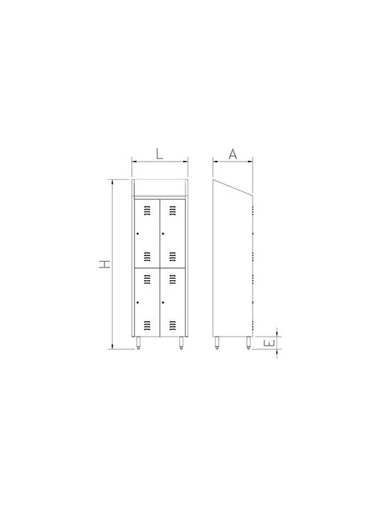 Taquilla pequeña de 2 puertas 37x48x201cm