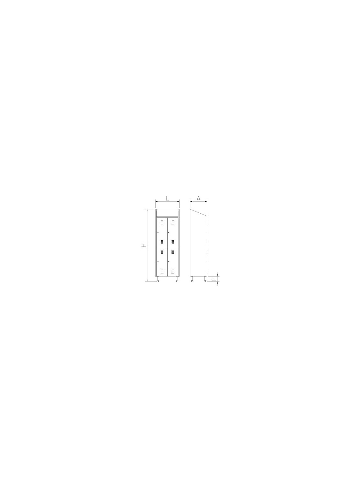 Taquilla pequeña de 2 puertas 37x48x201cm