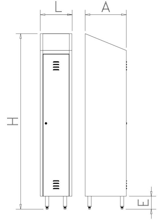 Taquilla pequeña / armario de limpieza de 1 puerta 37x48x201cm