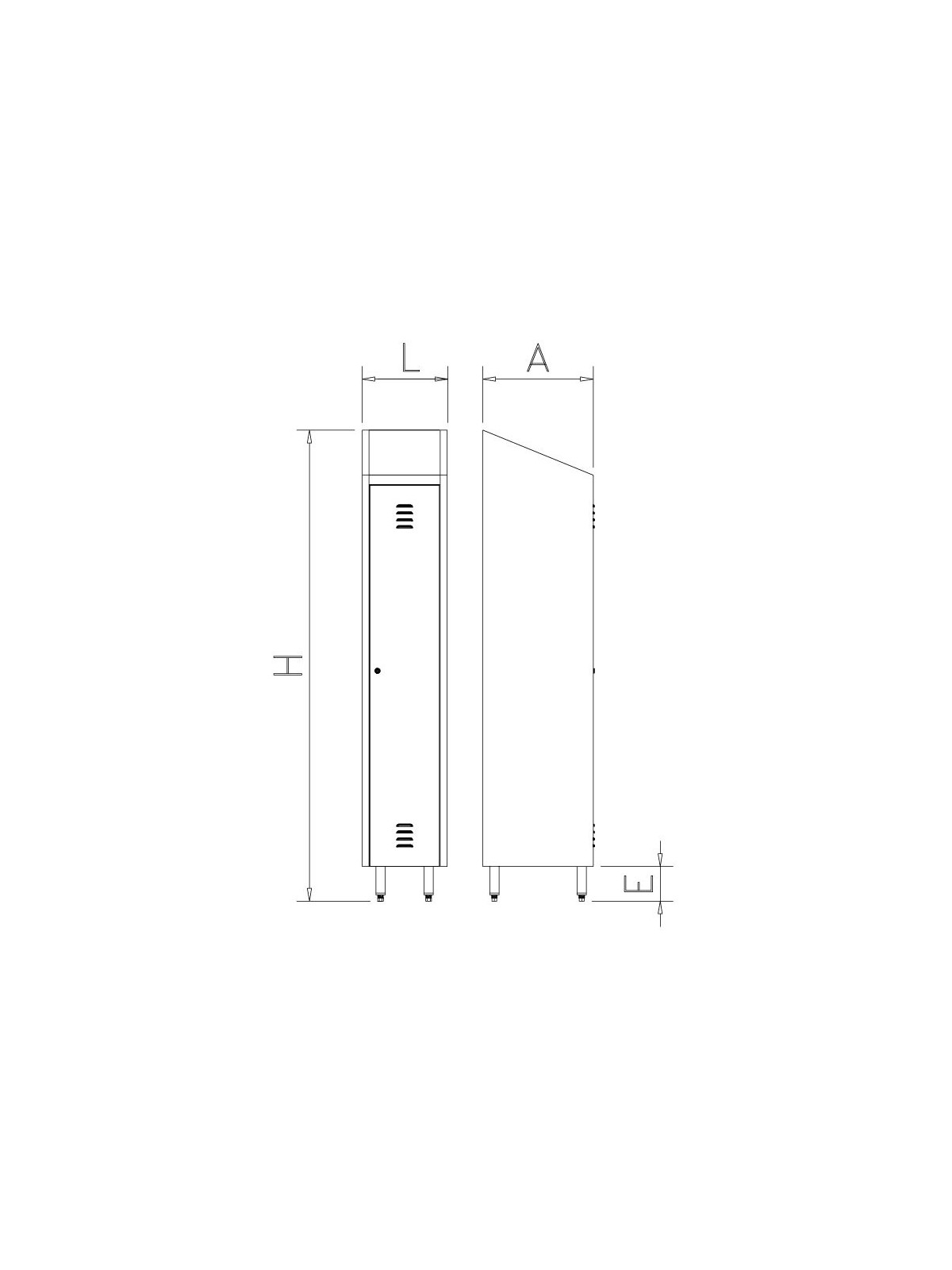 Taquilla pequeña / armario de limpieza de 1 puerta 37x48x201cm