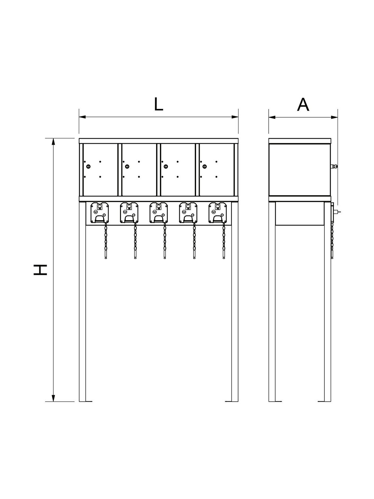 Consigna para 5 carros con taquilla de 4 puertas 98x42x162cm