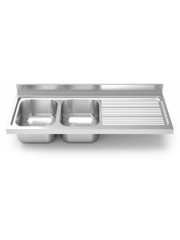 Fregadero 1400x600 2 cubetas y 1 escurridor dcha