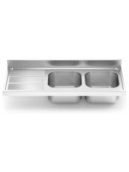 Fregadero 1400x600 2 cubetas y 1 escurridor izqda