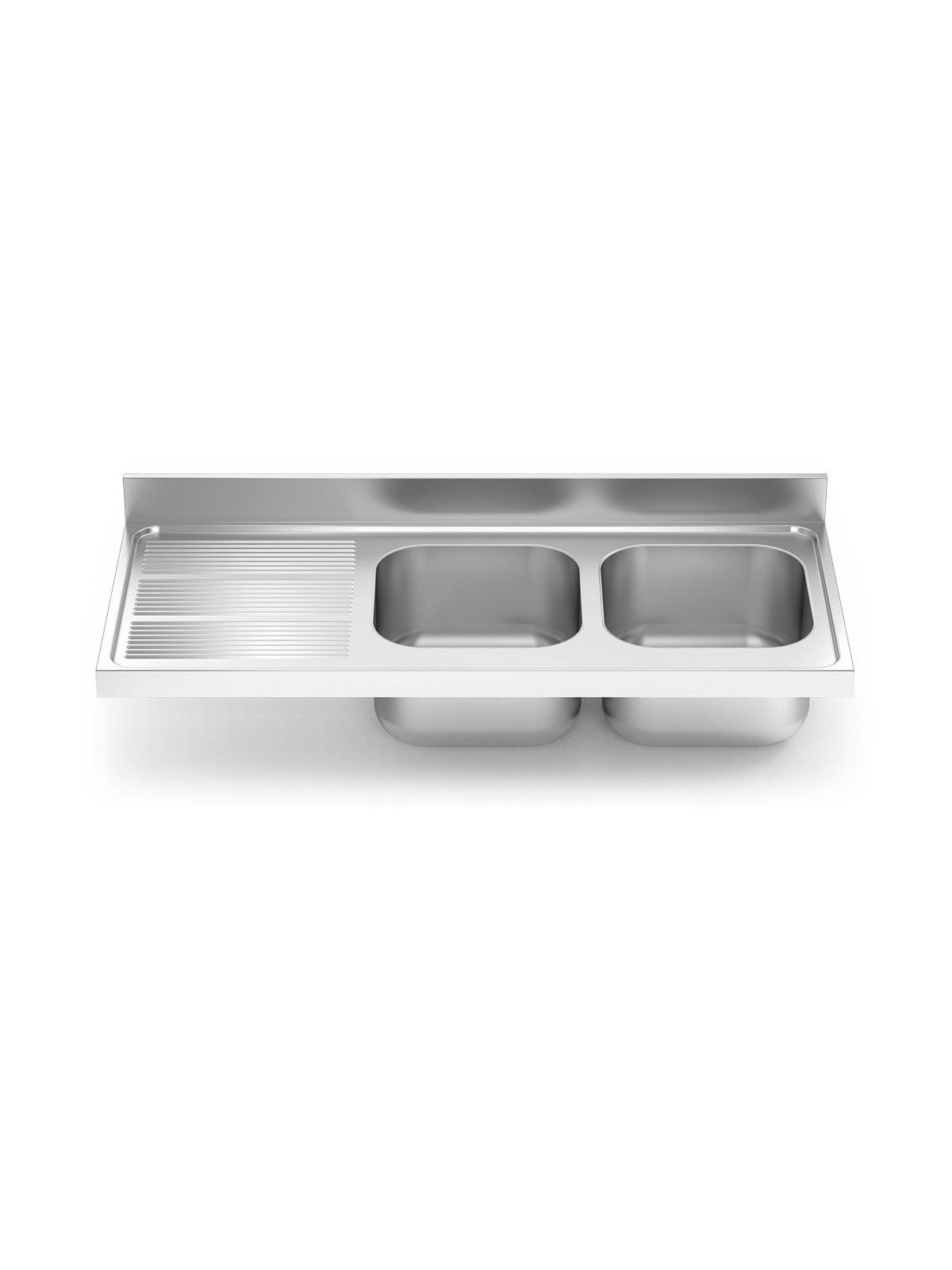 Fregadero 1400x600 2 cubetas y 1 escurridor izqda