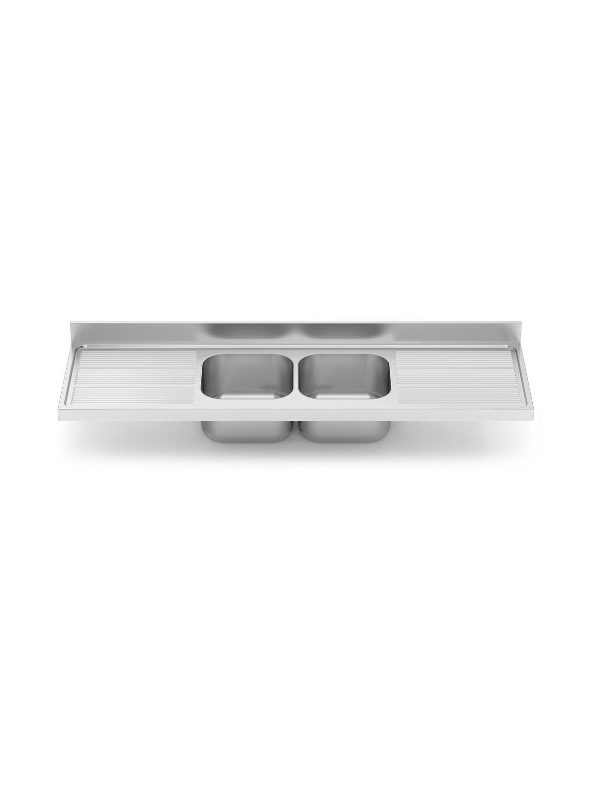 Fregadero 2000x600 2 cubetas y 2 escurridores
