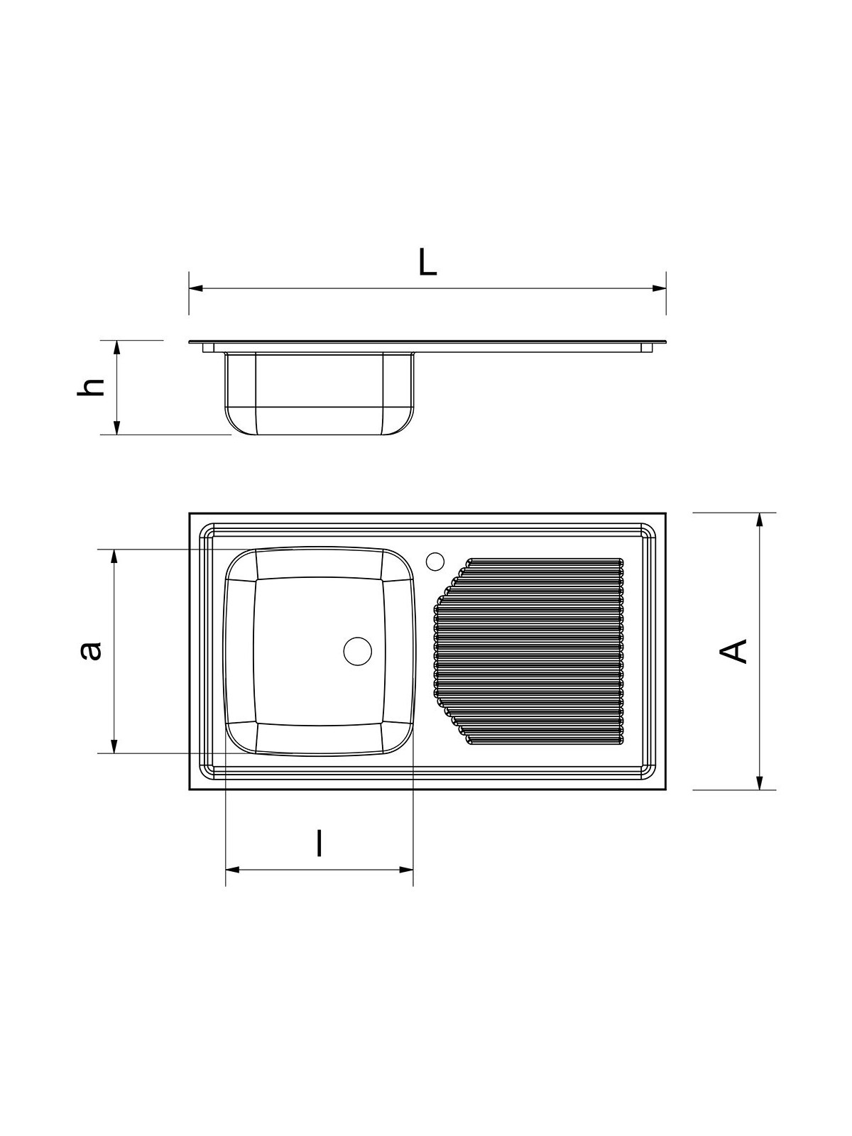 Fregadero 1300x700 1 cubeta gc y 1 escurridor derecha N