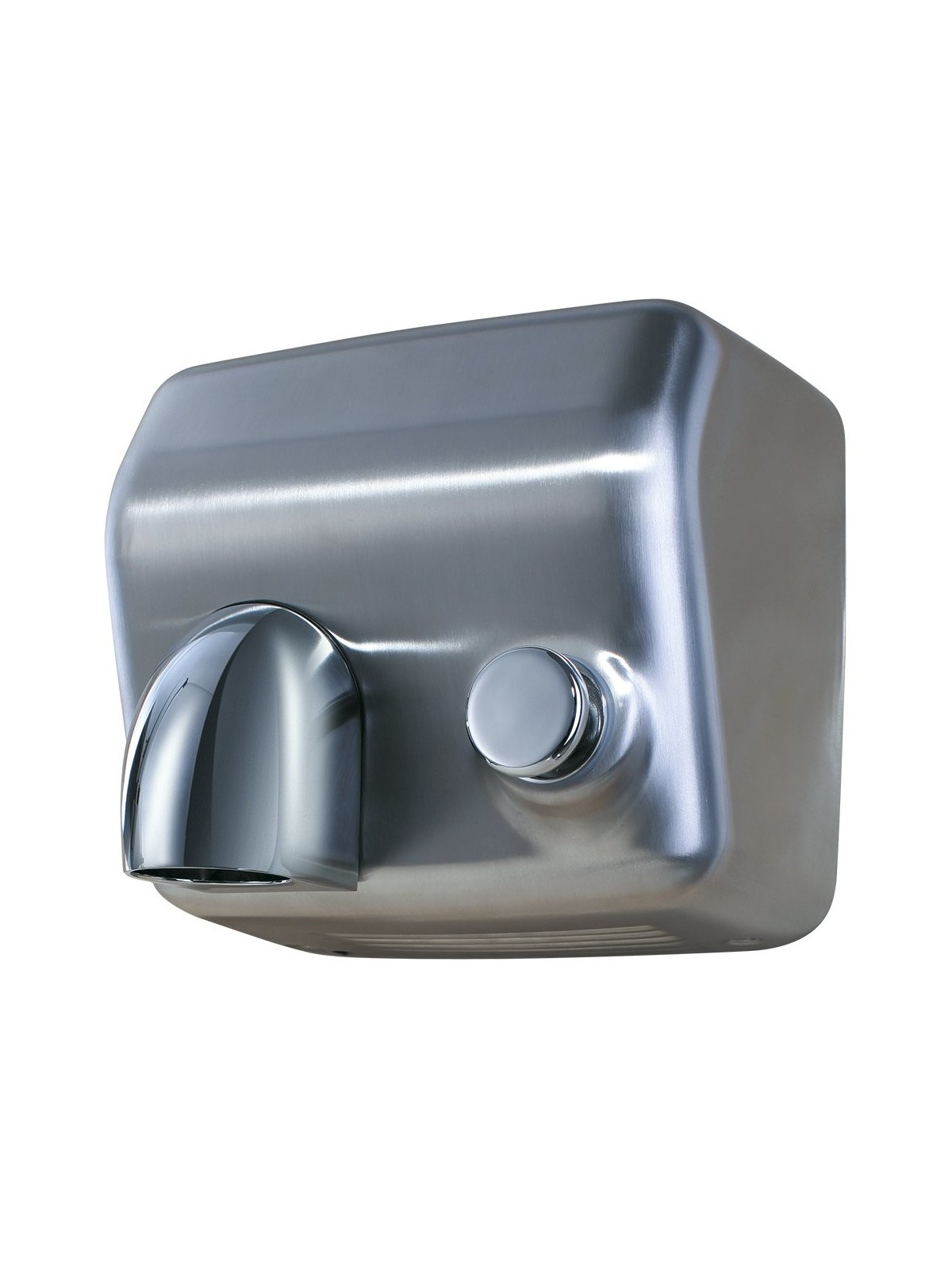 Secamanos inoxidable satinado con pulsador y tobera 26x21x24cm
