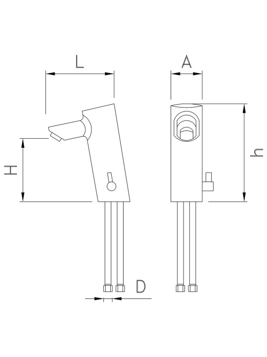 Grifo monoblock electrónico a pilas con selector de temperatura 12x5x12cm